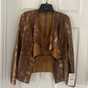 Zara Women’s Size M Snake Print Jacket Blazer Brown Bronze NWT